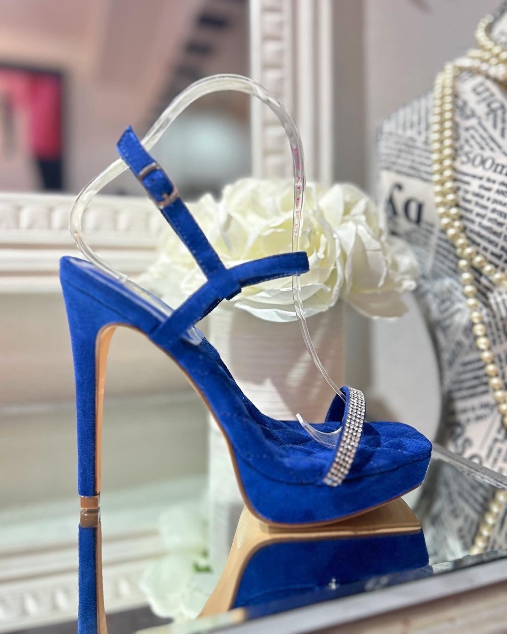 Blue Rhinestone Heels