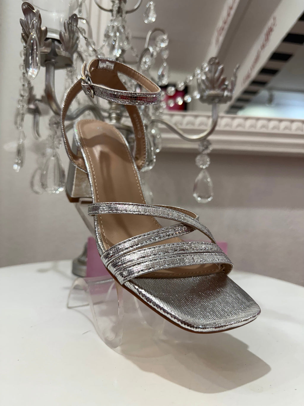 Silver Block Heel