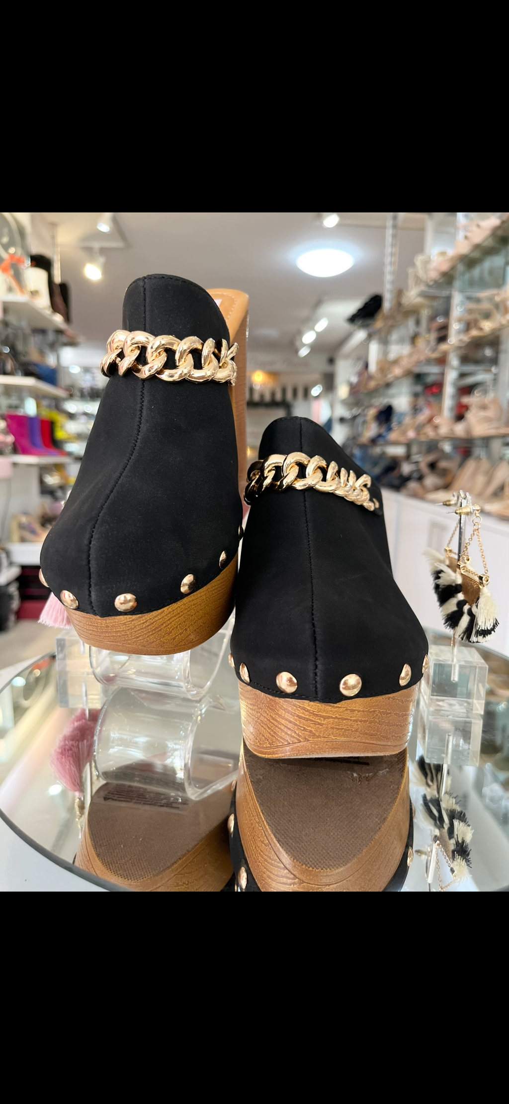 Black Gold Chain Clogs