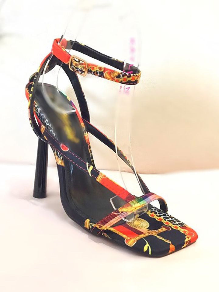 Multi Color Fabric Heels
