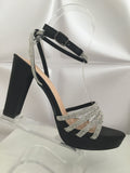 Black Strappy Rhinestones Heels