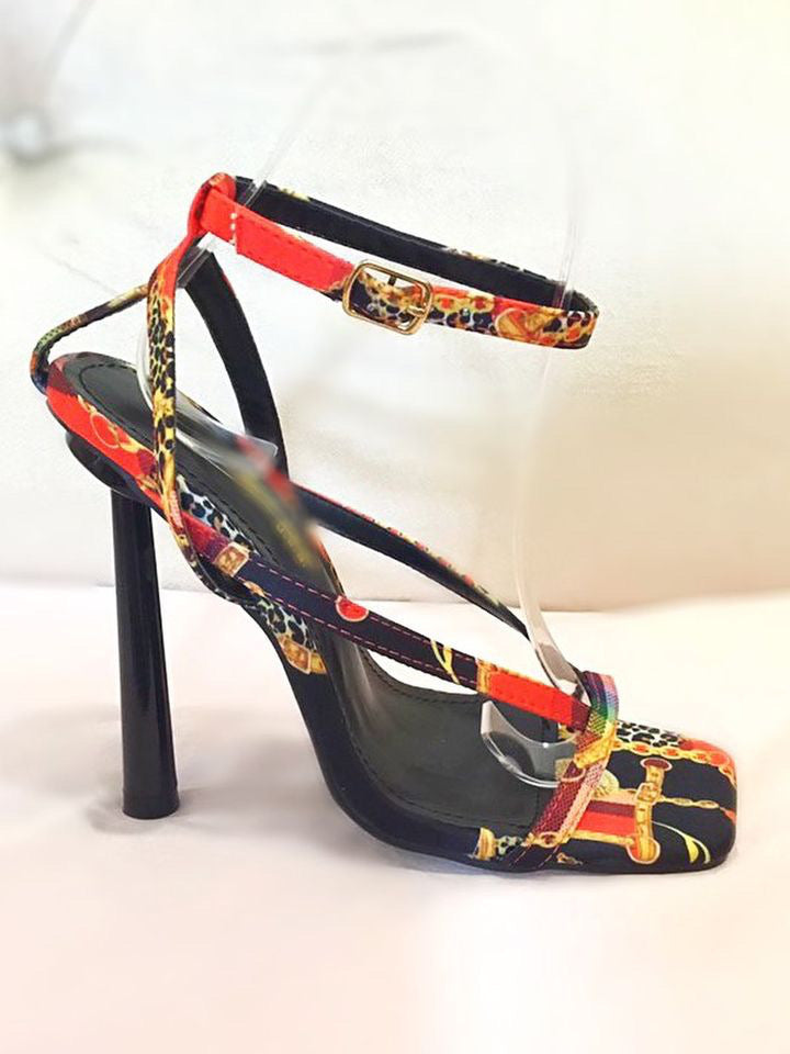 Multi Color Fabric Heels