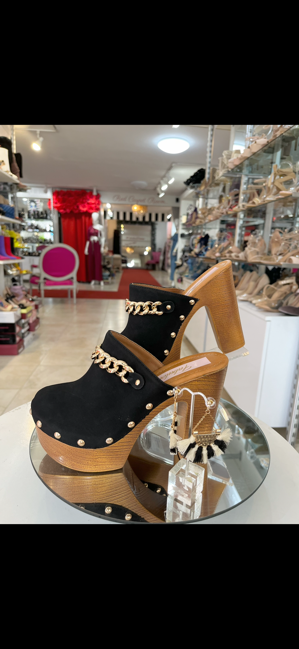 Black Gold Chain Clogs