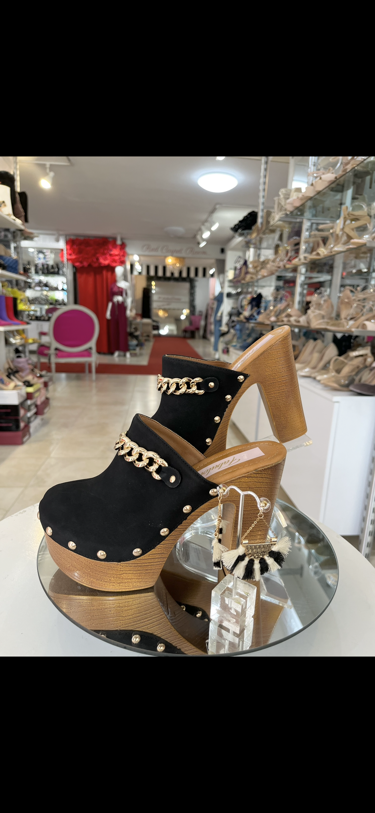 Black Gold Chain Clogs