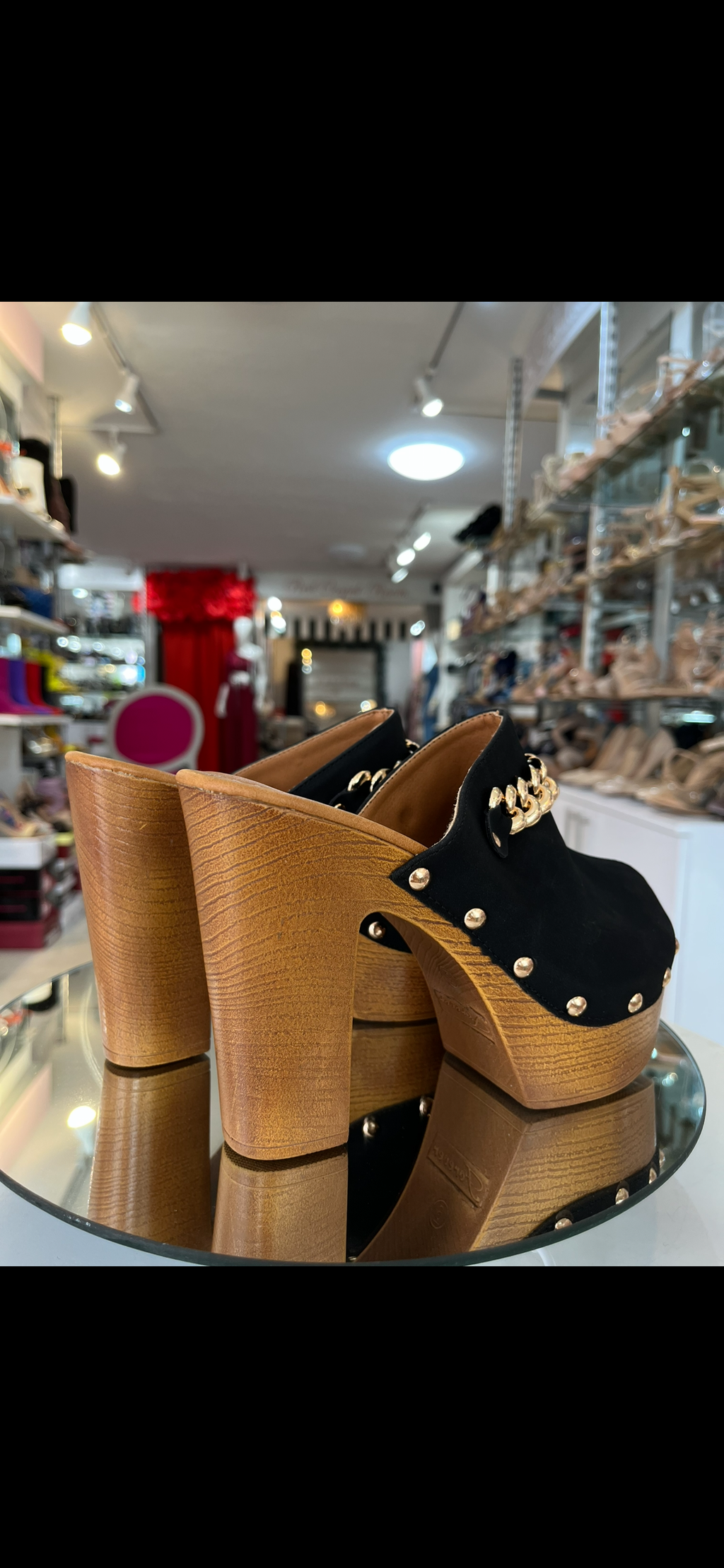 Black Gold Chain Clogs