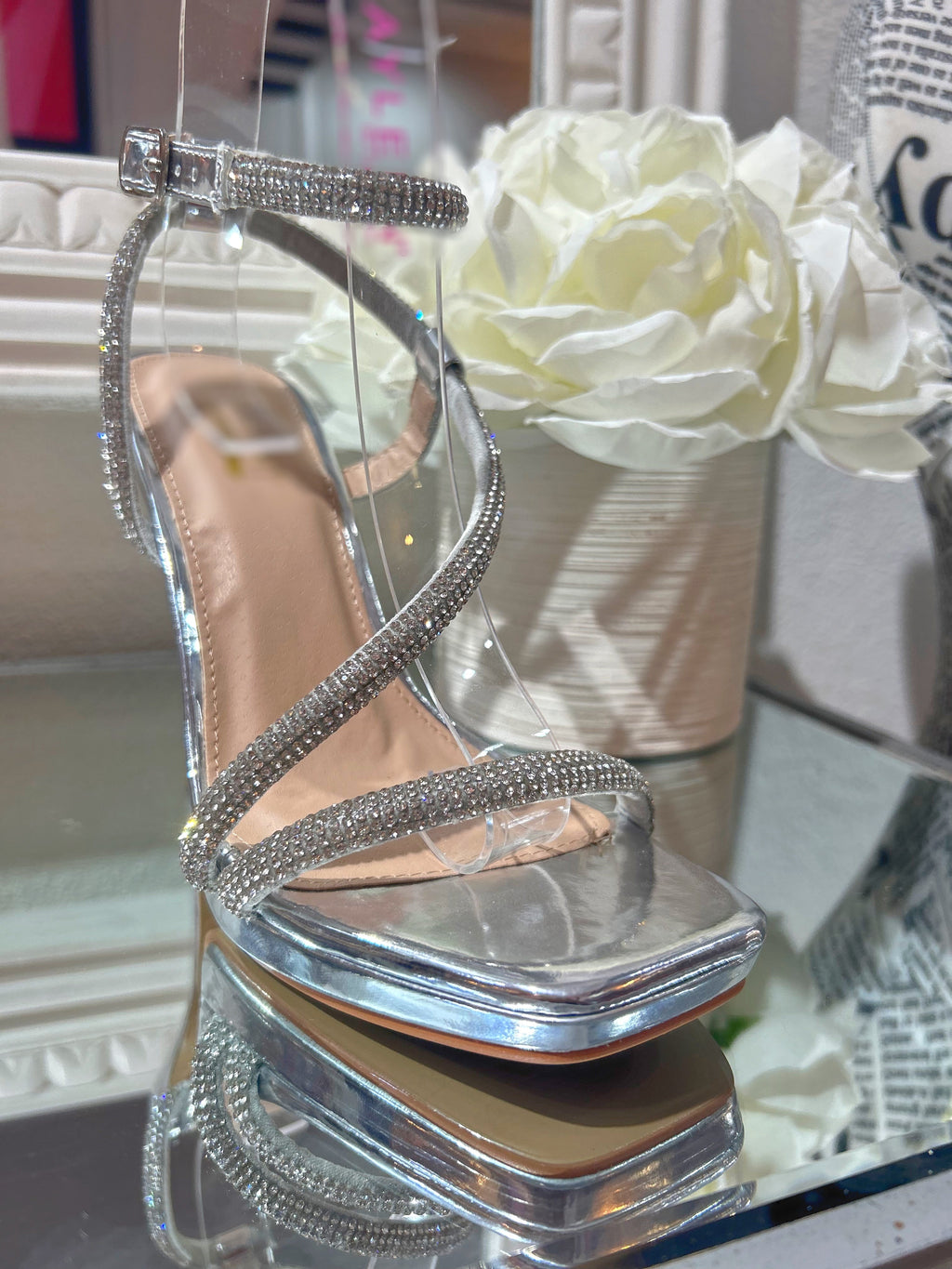 Silver Rhinestone Heels