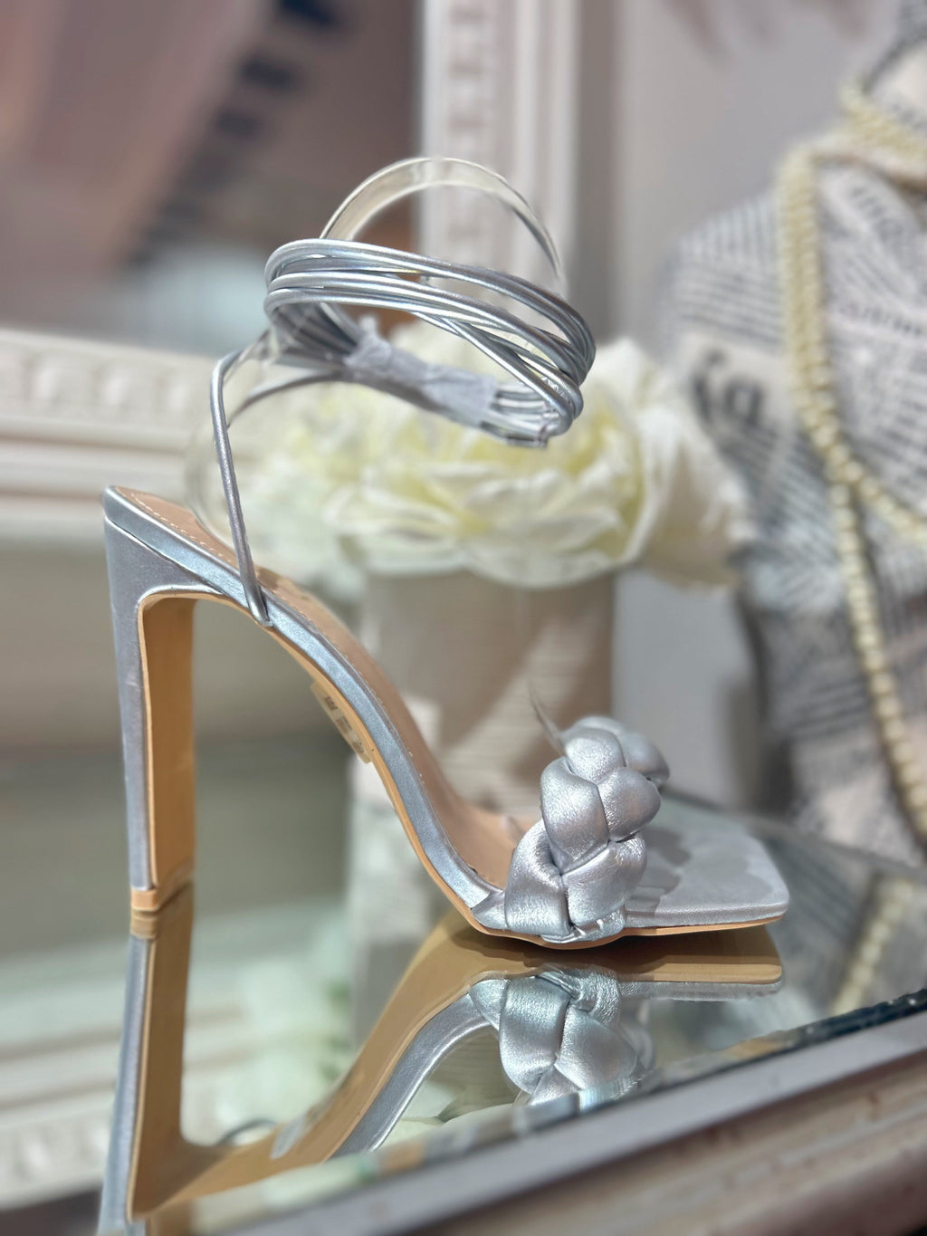Silver Braid Heels