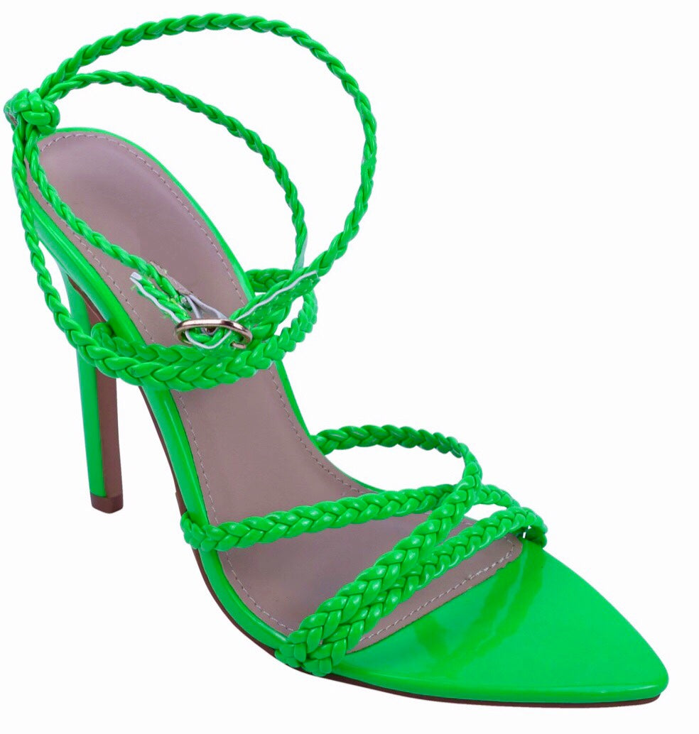 Neon Green Braided Heels