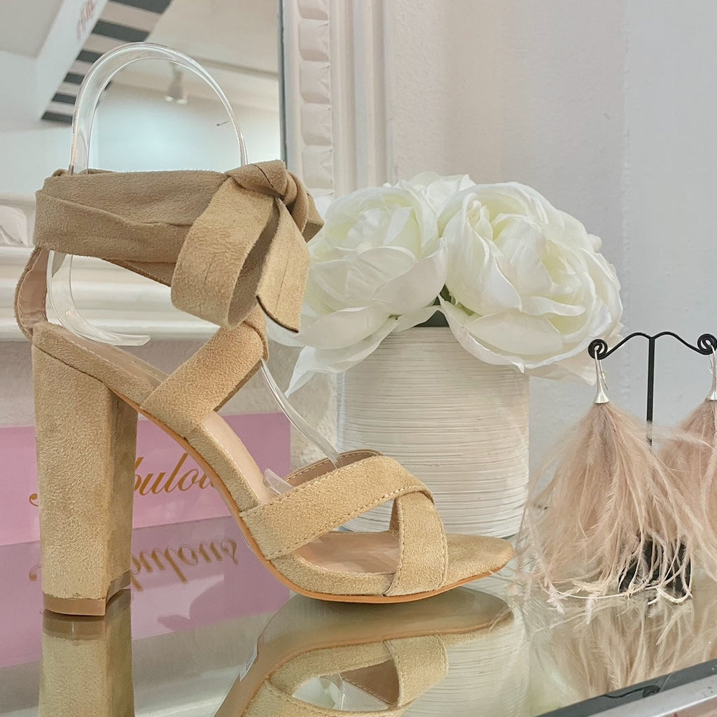 Nude Ankle Wrap Heels
