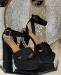 Black Chunky Rope Heels