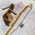 Gold Chain Brown Heel