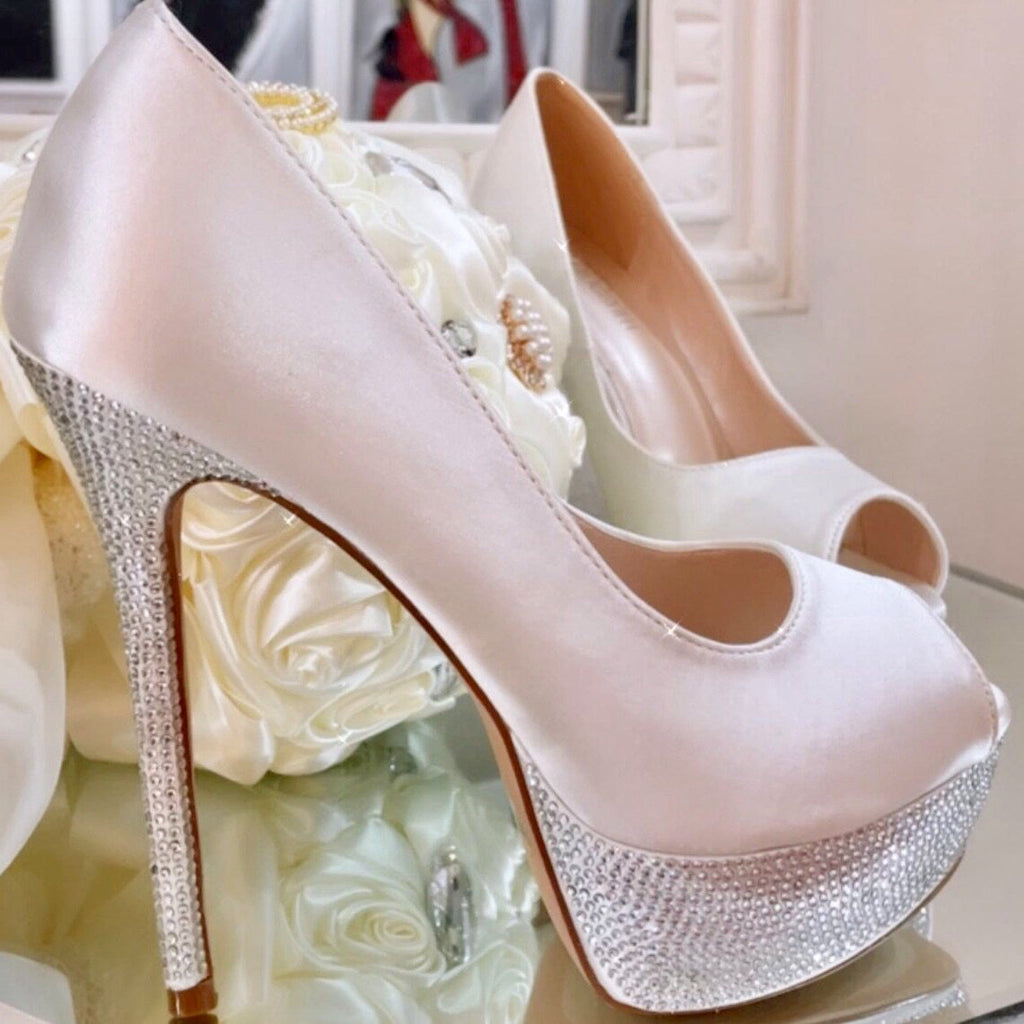 Satin White Heels